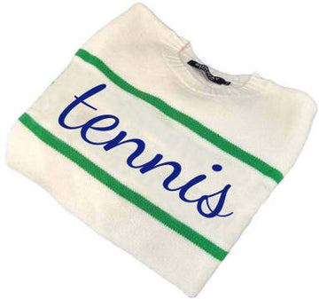 Tennis Classic Sweater- Off White/Navy/Green