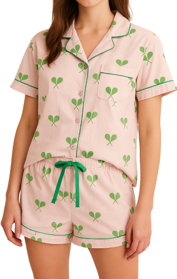 Tennis Pajama Pink Satin - Short