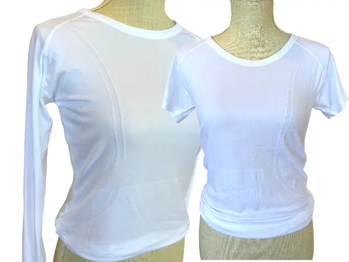 Lightweight Sun Shirts for women (Long or Short Sleeves). Looks super chic over your favorite full-coverage sports bra or tank.
