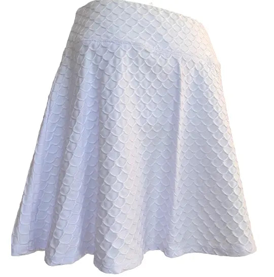White Color Tennis Skirts | Scallop Nylon Skirt | Runway Athletics