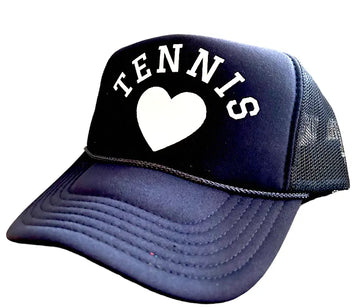 Tennis Heart Trucker Hat - Navy/White