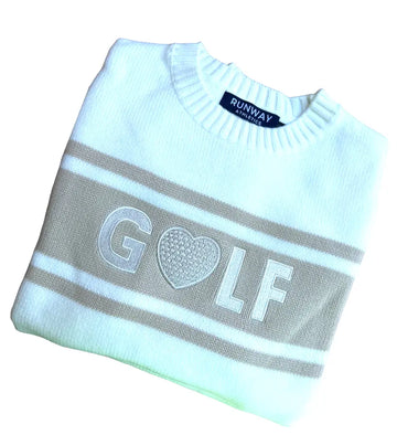 Golf Sweater - Camel & Off White