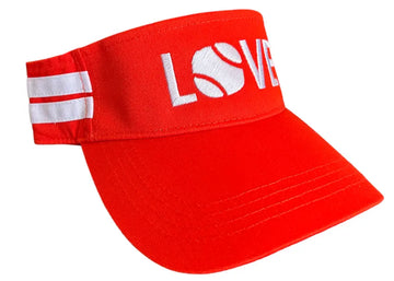 Striped Cotton Canvas LOVE Visor - Red with White LOVE