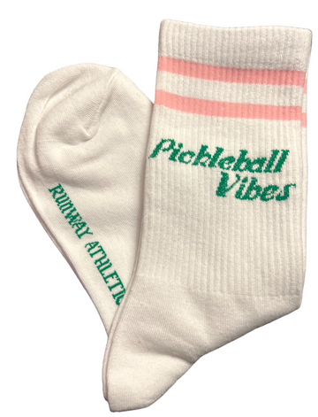 Pickleball Vibes Socks - Pink/Green/White
