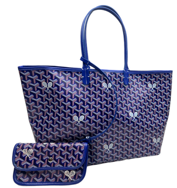 The Whimsy Tennis Lovers Large Tote - Blue