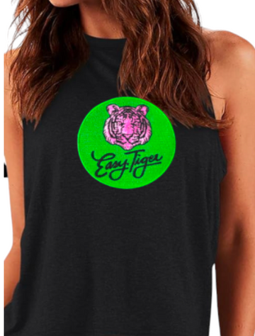 Easy Tiger Flowy Muscle Tank Top - Black