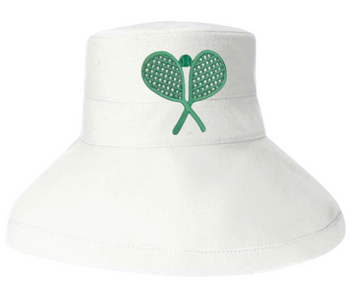 Wide Brim Tennis Sun Hat - White Cotton