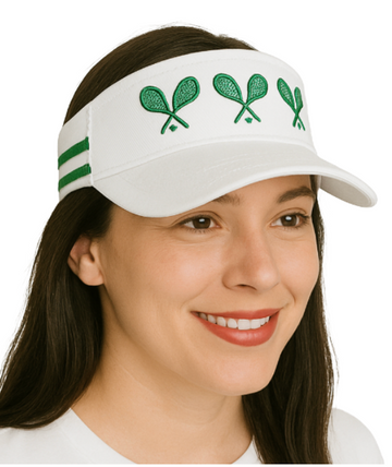 Wimbledon Racquets Visor - White with Kelly Green