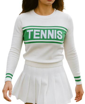 Tennis Sweater Lightweight - White/Green