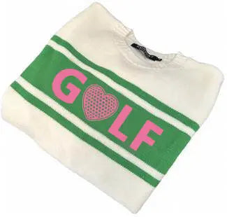 Golf Sweater - Pink, Green & Cream