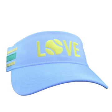 Striped Cotton Canvas LOVE Visor - White with Yellow LOVE