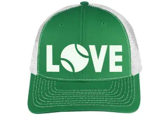 Tennis Love Twill Trucker Cap - Kelly Green and White