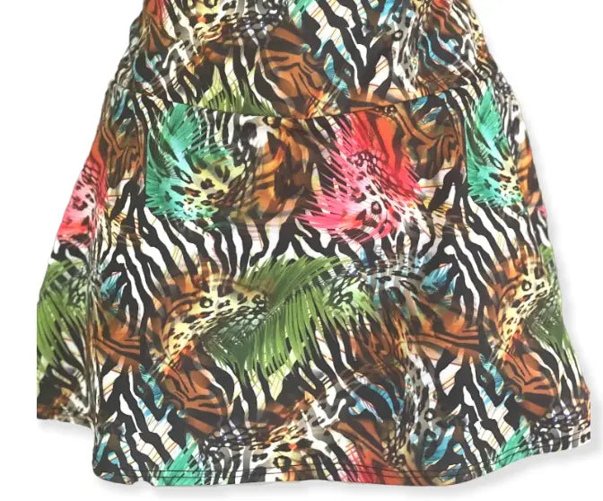 Zebra Animal Print Tennis Skort- Runway Athletics. Ultra-high compression classic black under-short with comfort gusset.