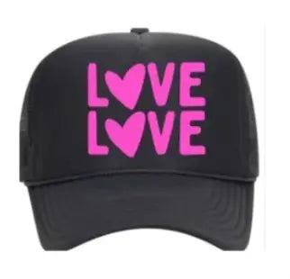 Trucker Hat - Black/Hot Pink Love Love