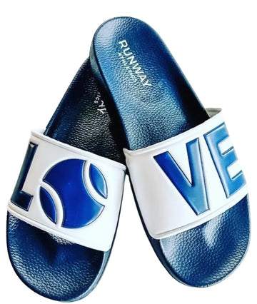 Tennis LOVE After Play Tennis Slides - Navy & White