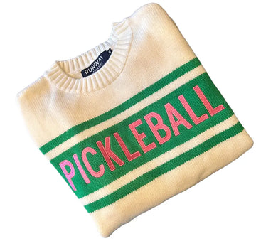 Pickleball Sweater Cream/Green/Pink