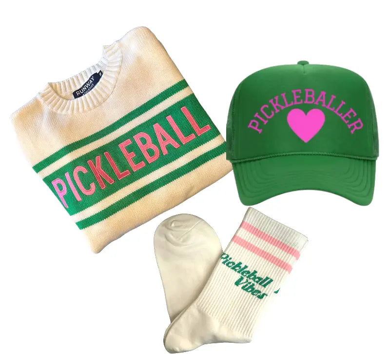 Shop this Pickleball & other Sports sweater for women. With burnt orange embroidery. So cute with our socks and Pickleballer Hat.