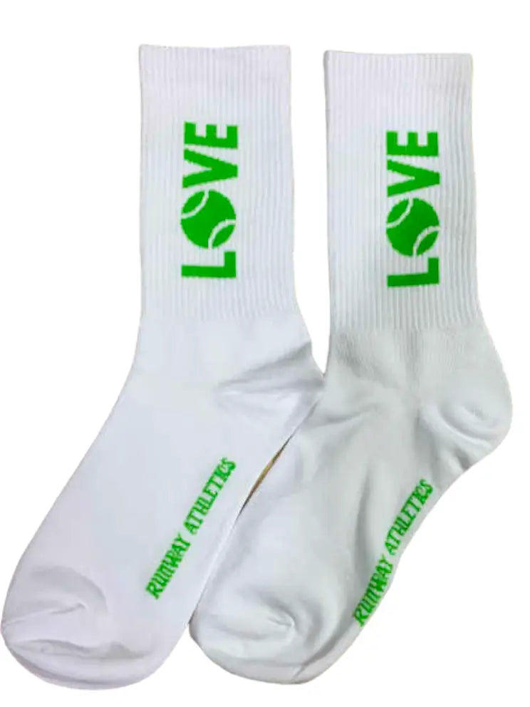 Tennis Socks - Green LOVE Crew