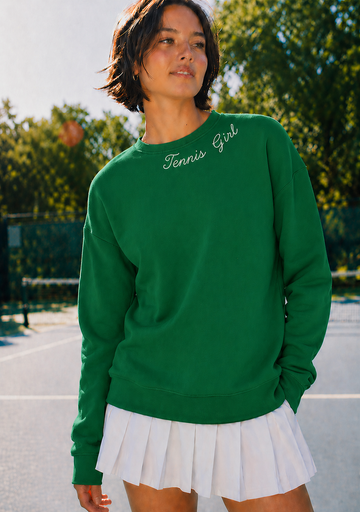 Tennis Girl Crew Sweatshirt - Green/White