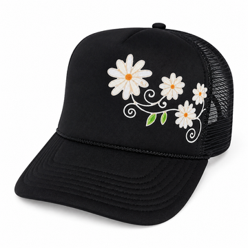 Black Floral Trucker Hat