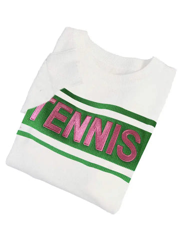 Tennis Sweater - Pink, Green, Off White
