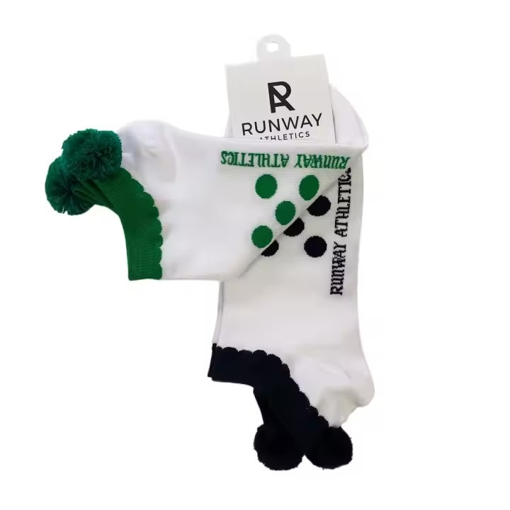 Athletic Socks - Pom Pom Sock Set - Green & Navy