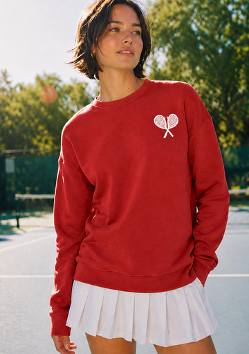 The Rally Crew Sweatshirt - Red/White
