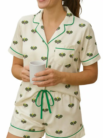 Pickleball Pajama Satin Short Set 