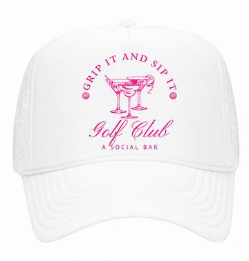 Grip It & Sip It Hat - White & Pink