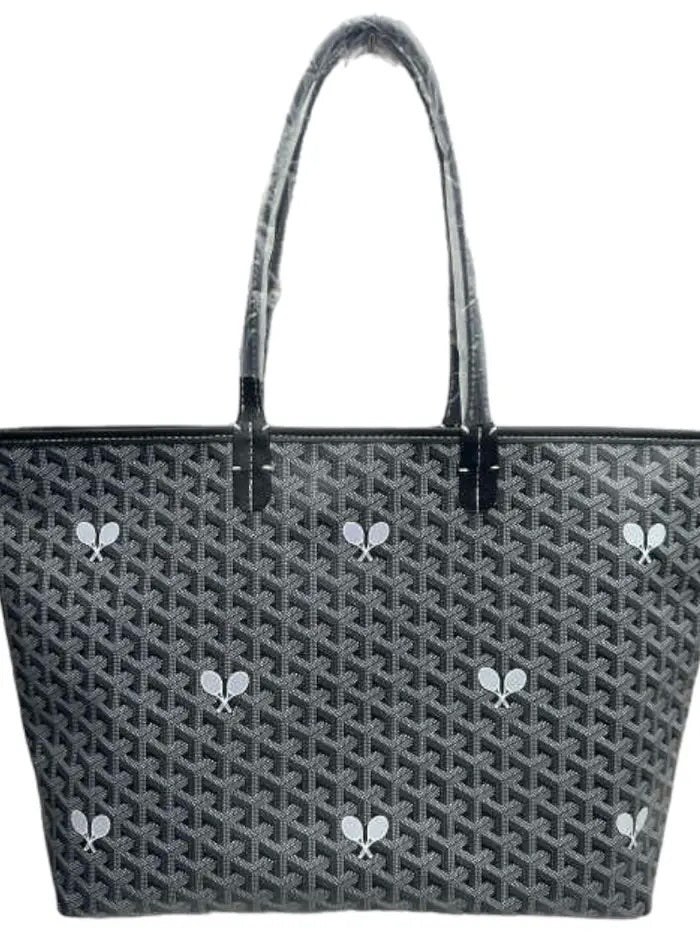 The Whimsy Tennis Lovers Large Tote - Black