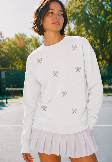The Courtside Crew Sweatshirt - White/Silver