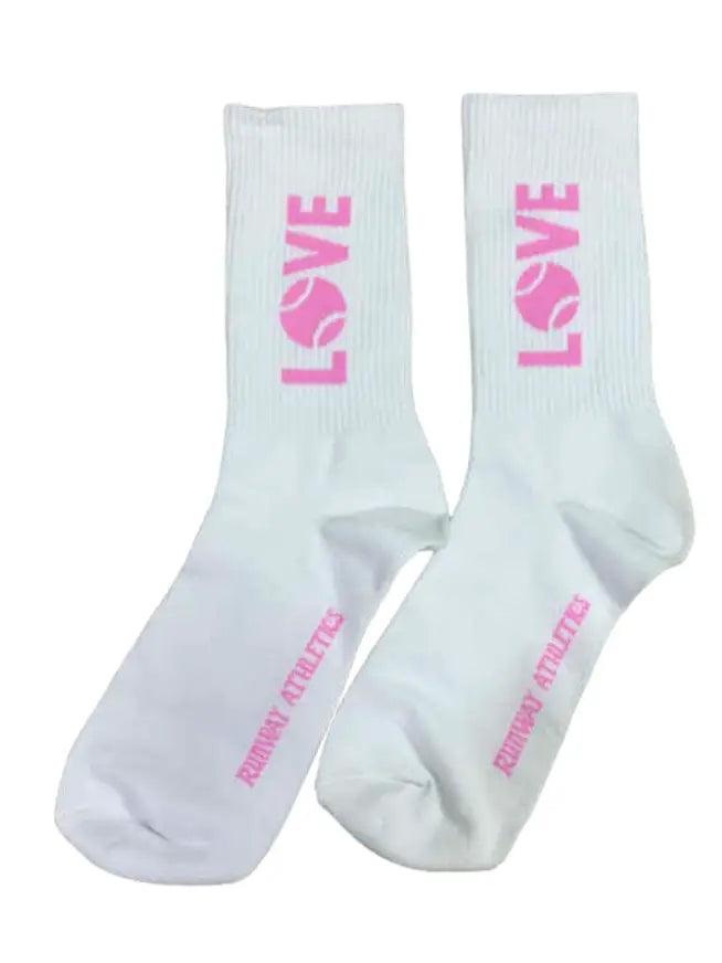 Tennis Socks - Pink LOVE Crew