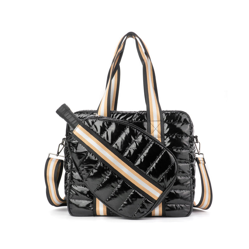 The Quilted Puffer Pickleball Tote - Black