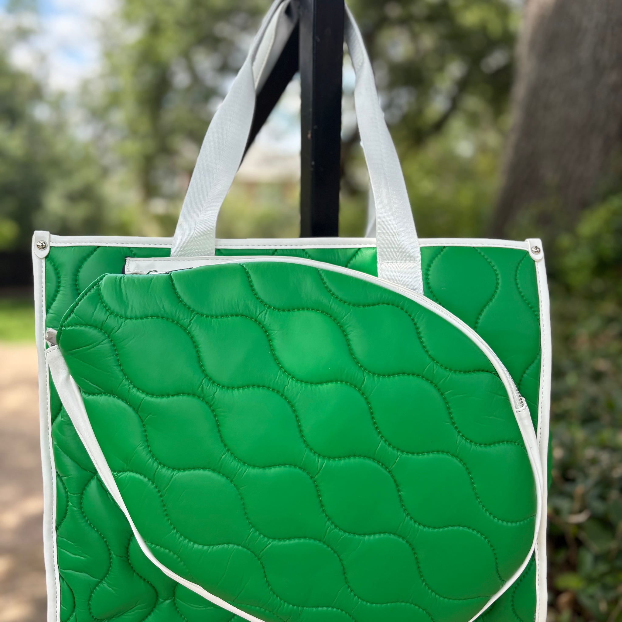 Tennis Quilted Lightweight Tote - Green