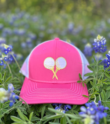 Tee Time Twill Trucker Cap - Pink and White