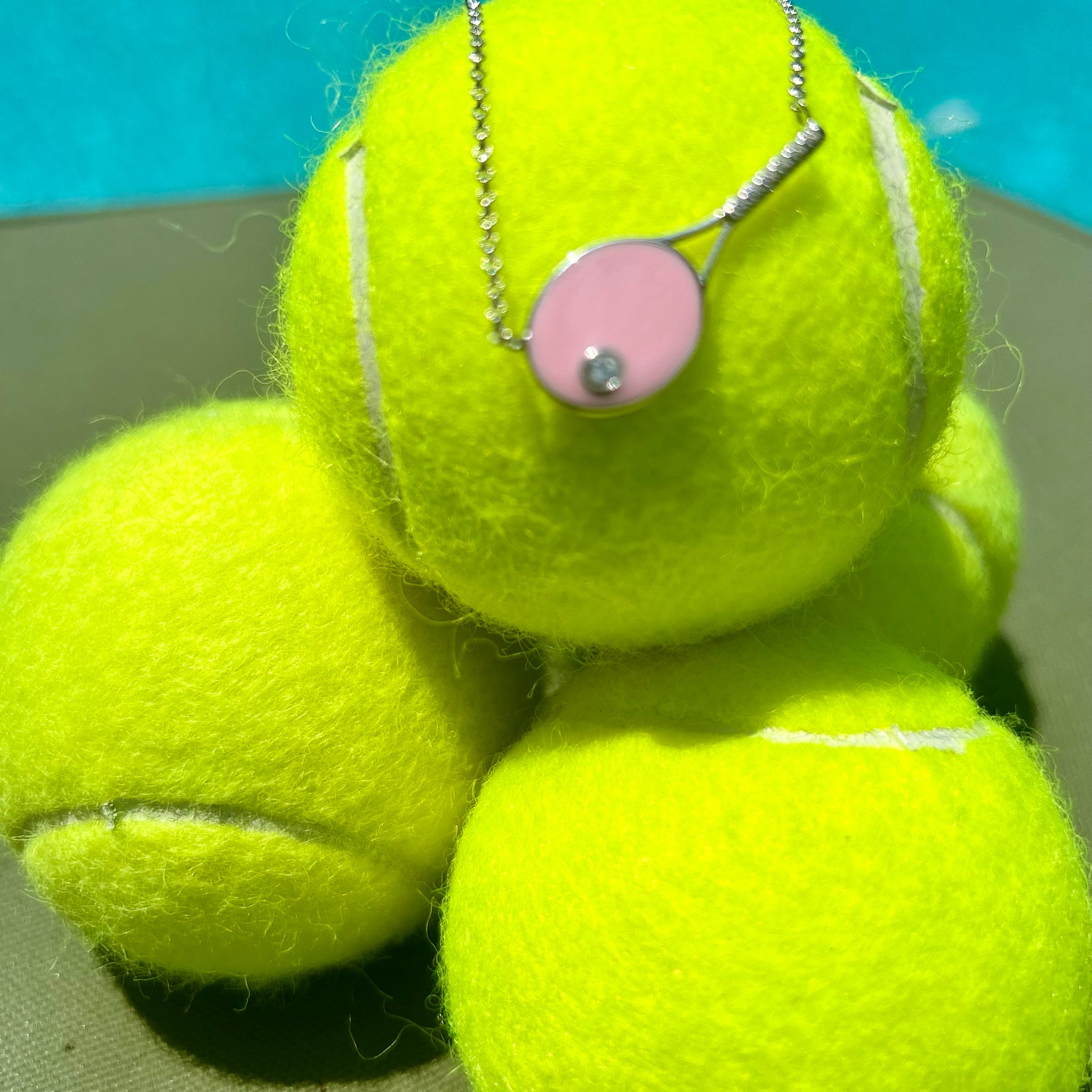 Tennis Racquet Necklace - Pink Enamel