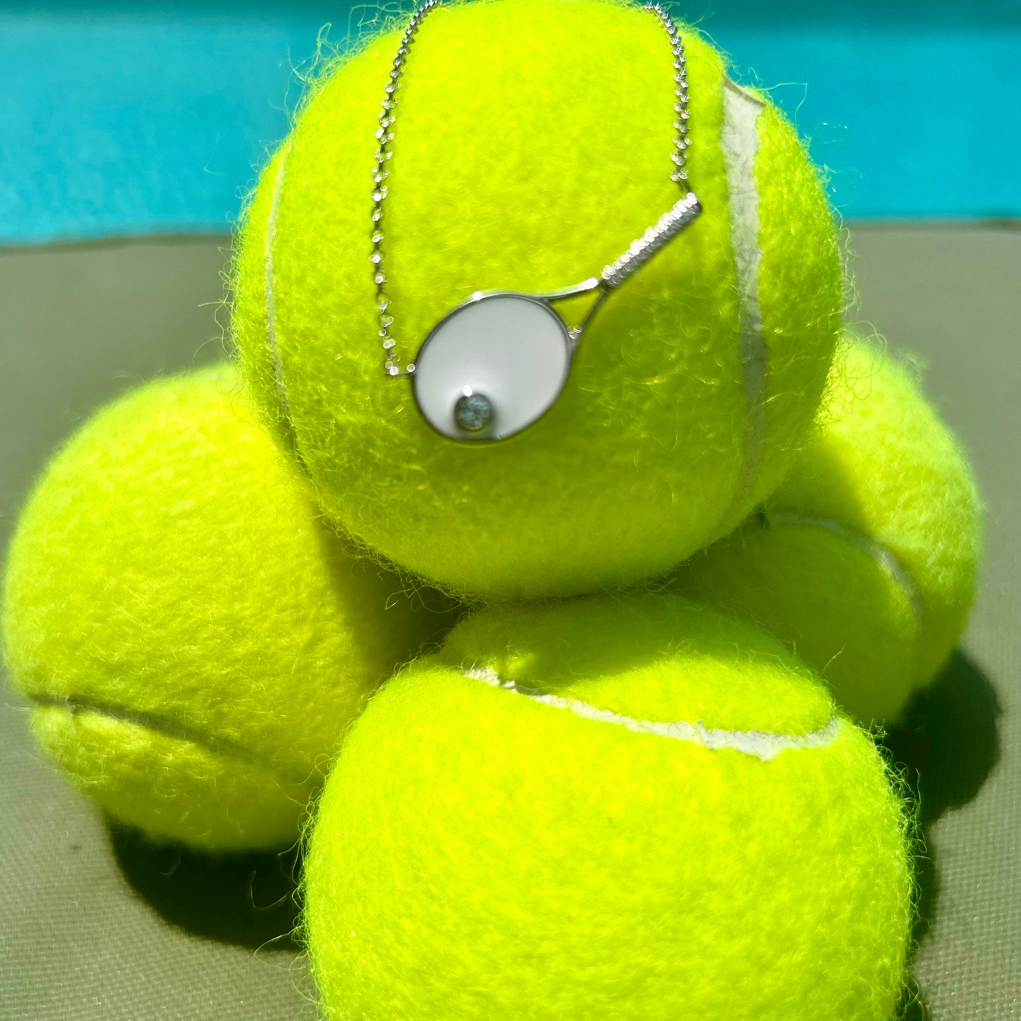 Tennis Racquet Necklace - White Enamel