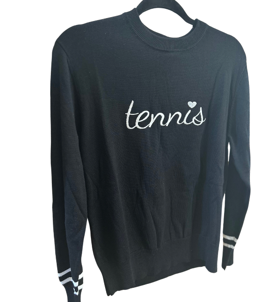 Tennis Heart Sweater - Black/White Heart