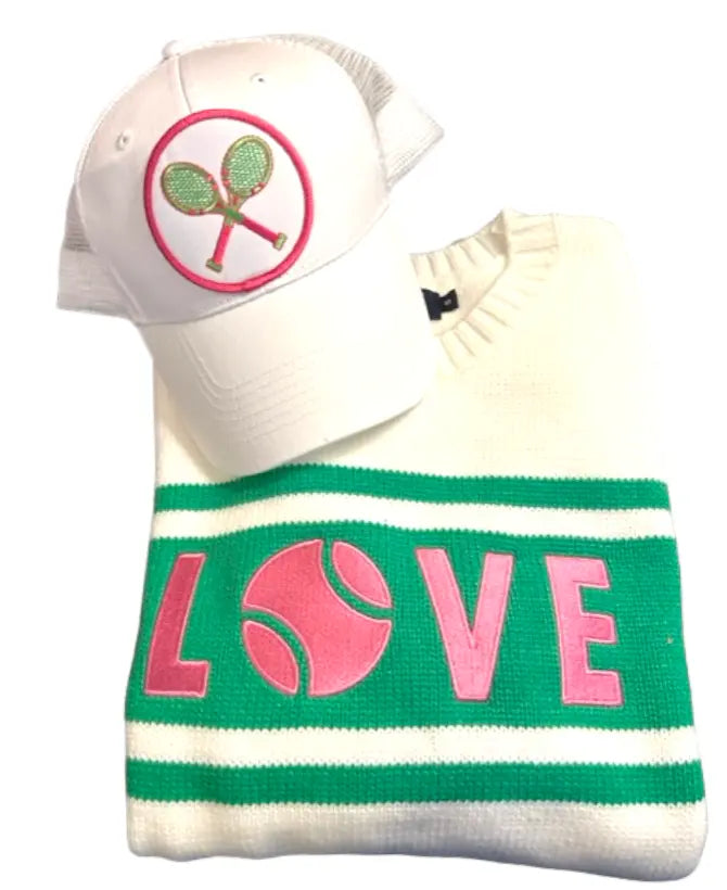 LOVE Sweater Pink Green Cream