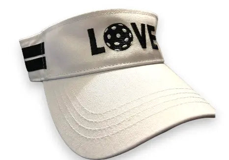 Our Runway Athletics custom pickleball visors are made with the finest white cotton canvas, with accent stripes on the sides