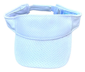 Shop online for this mesh golf hat from Runway Athletics. Mesh white visor with terry interior strap and velcro closure.
