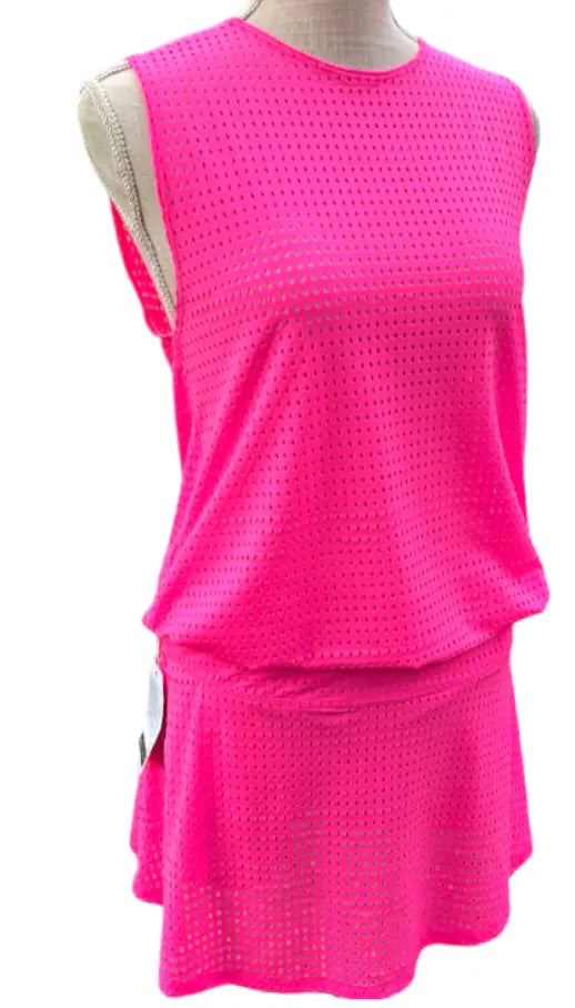 Make a bold statement on the court with our Hot Pink Mesh Tennis Dress. Stylish, breathable, and designed for peak performance. Shop now