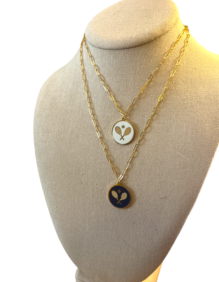 Tennis Charm Necklace - Navy or White