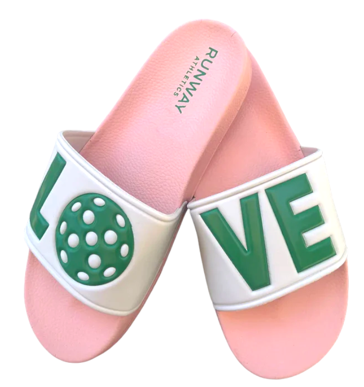 Pickleball Slides - Pink, Green & White