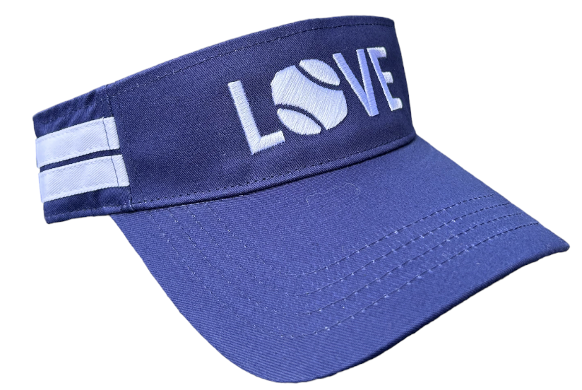 Striped Cotton Canvas LOVE Visor - Navy with White LOVE