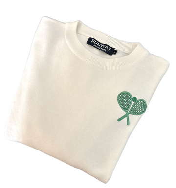 Double Trouble Tennis Sweater - Green Racquets