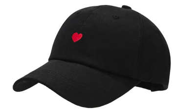 Heart Cotton Twill Cap - Black
