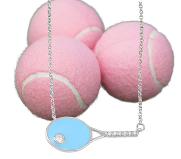 Tennis Racquet Necklace - Tiffany Blue
