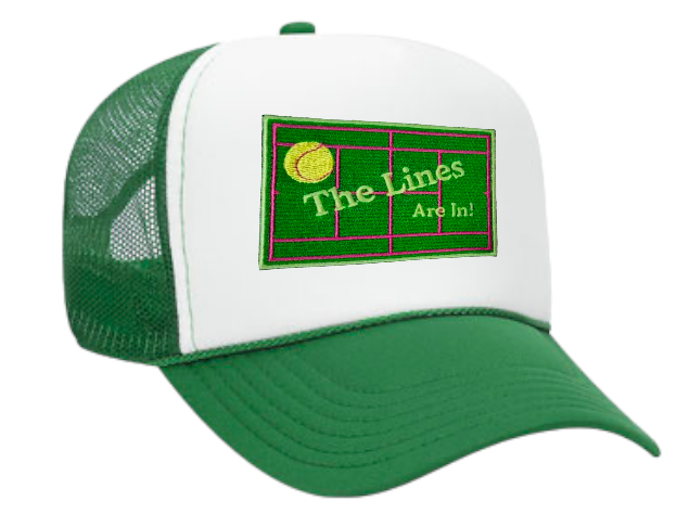 Tennis Trucker Hat - "The Lines Are In" Hunter/White