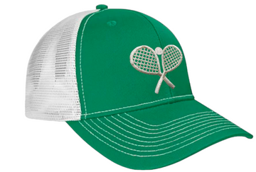 Tennis Double Trouble Twill Trucker Cap - Kelly Green and White